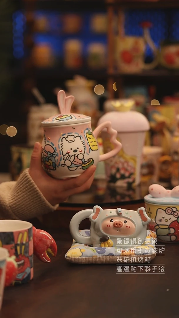 陶瓷景德镇可爱陶瓷釉下彩绘设计师款