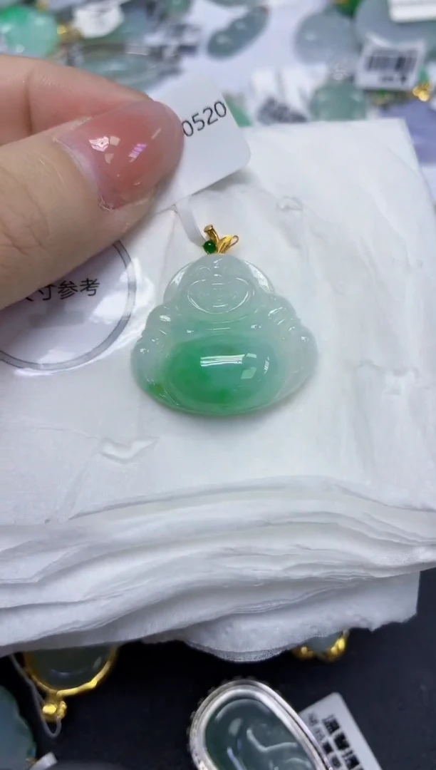 颈饰18K金镶嵌翡翠天然缅甸翡翠A货百元以上9元证书费自理