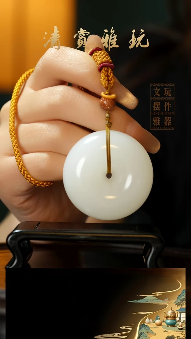 玉《平安扣》手把件摆件