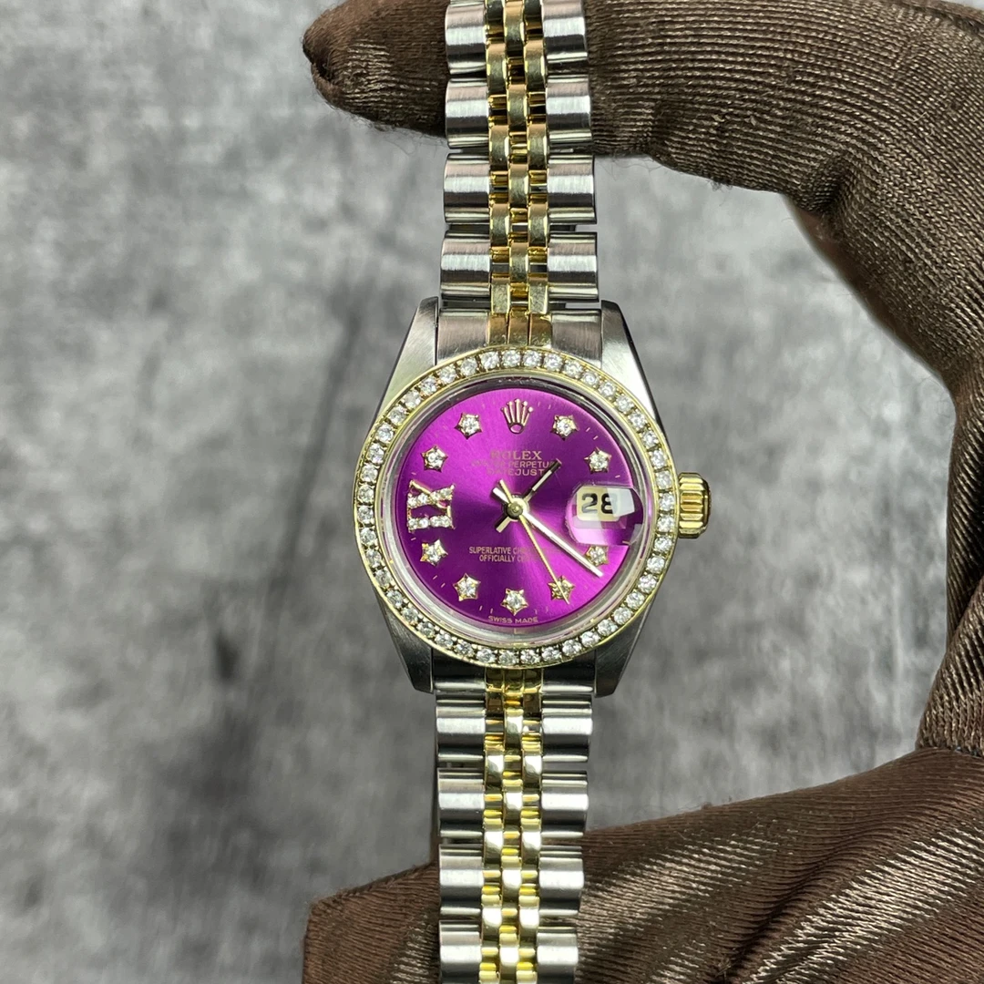 99新 Rolex/劳力士 日志/A1319/紫盘星星刻钻圈/26表径