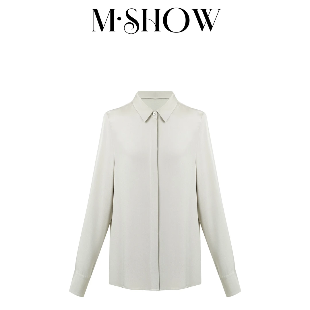 【重磅真丝】100%桑蚕丝32姆米重绉轻奢长袖女士真丝衬衫8983C