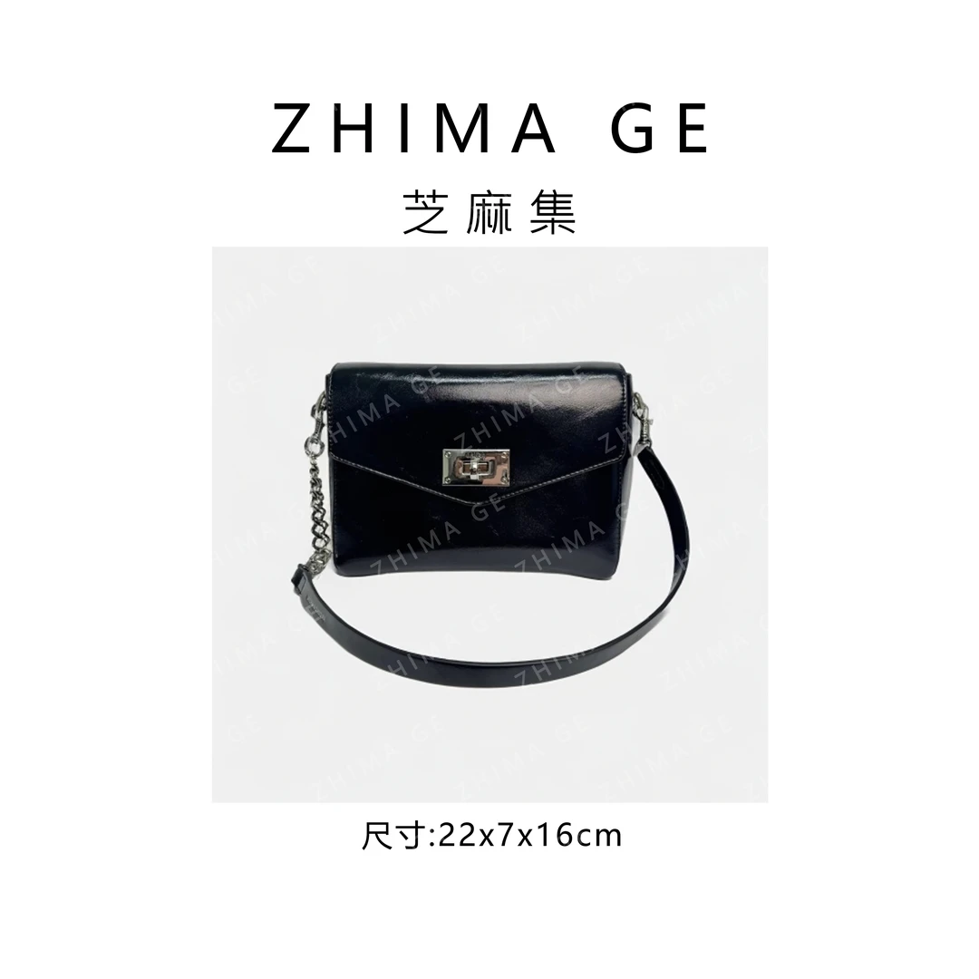 【芝麻集】SD-5257-1-黑色RAIN.CUN简约百搭时尚腋下斜跨轻奢女包