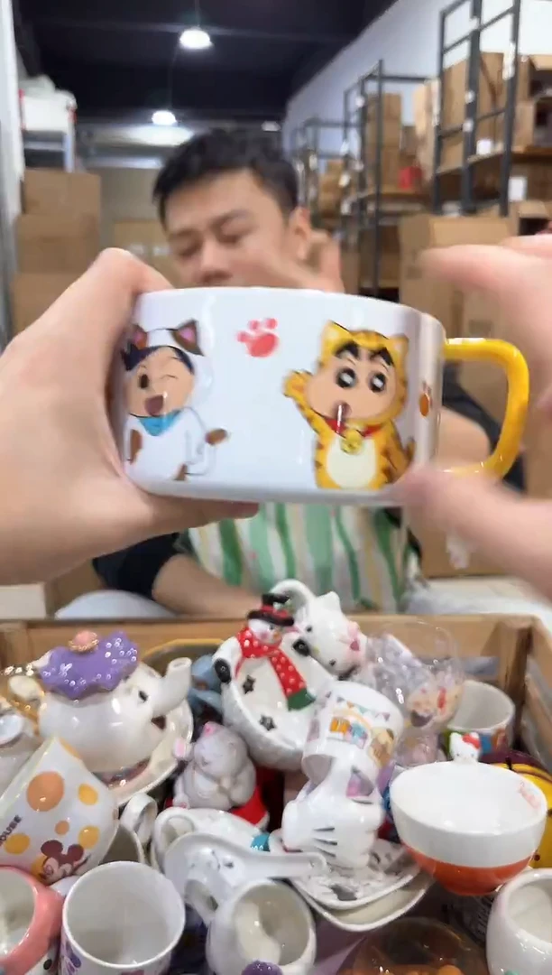 瓷片小新猫爪泡面碗