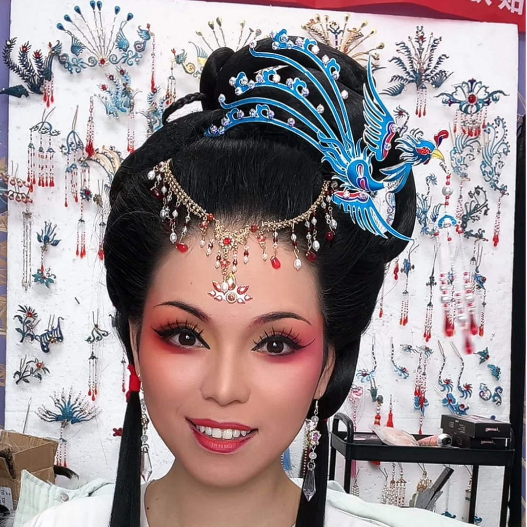 【云山凤】戏曲点绸头面仿点翠头饰花旦小旦百搭显气质