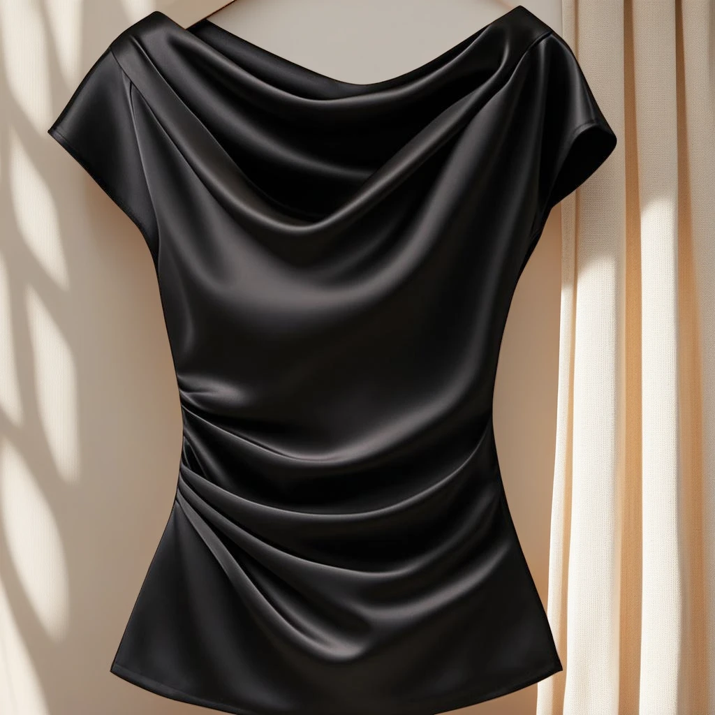 新款夏季独特小众轻奢收腰上衣漂亮女装衬衫坎肩高级时尚荡领小衫