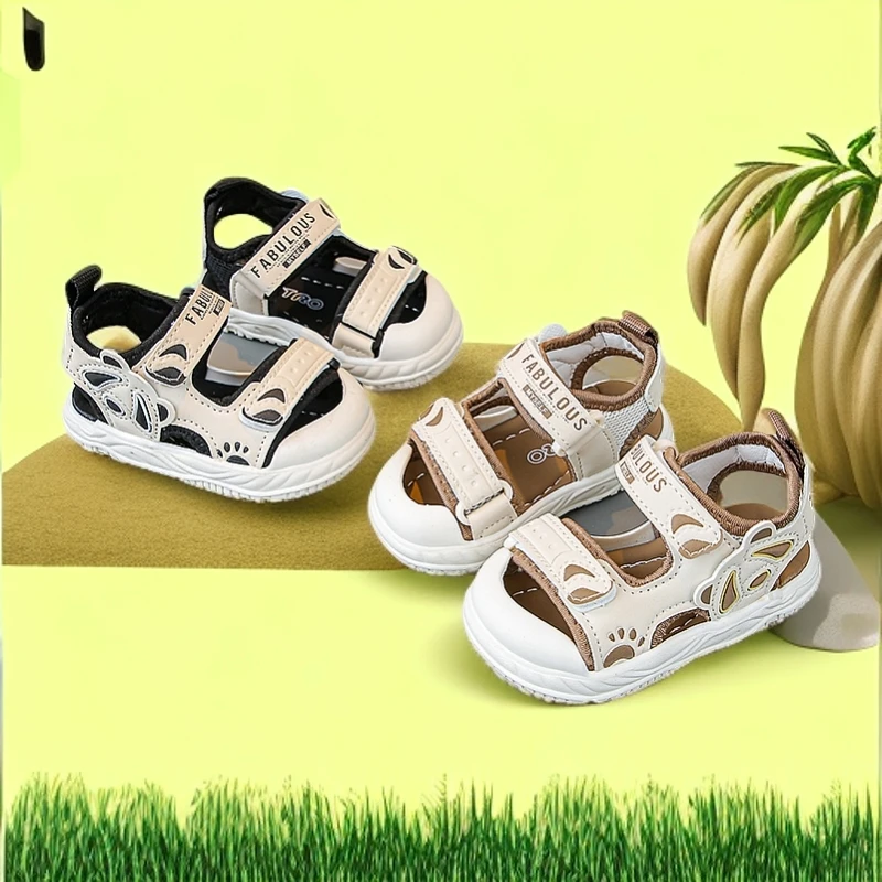 凉鞋2025夏季卡通学步鞋男童软底防滑沙滩鞋宝宝包头凉鞋小童女