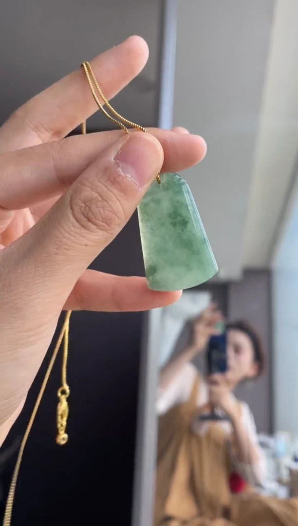吊坠(不含链)18K金镶嵌翡翠天然缅甸A货翡翠