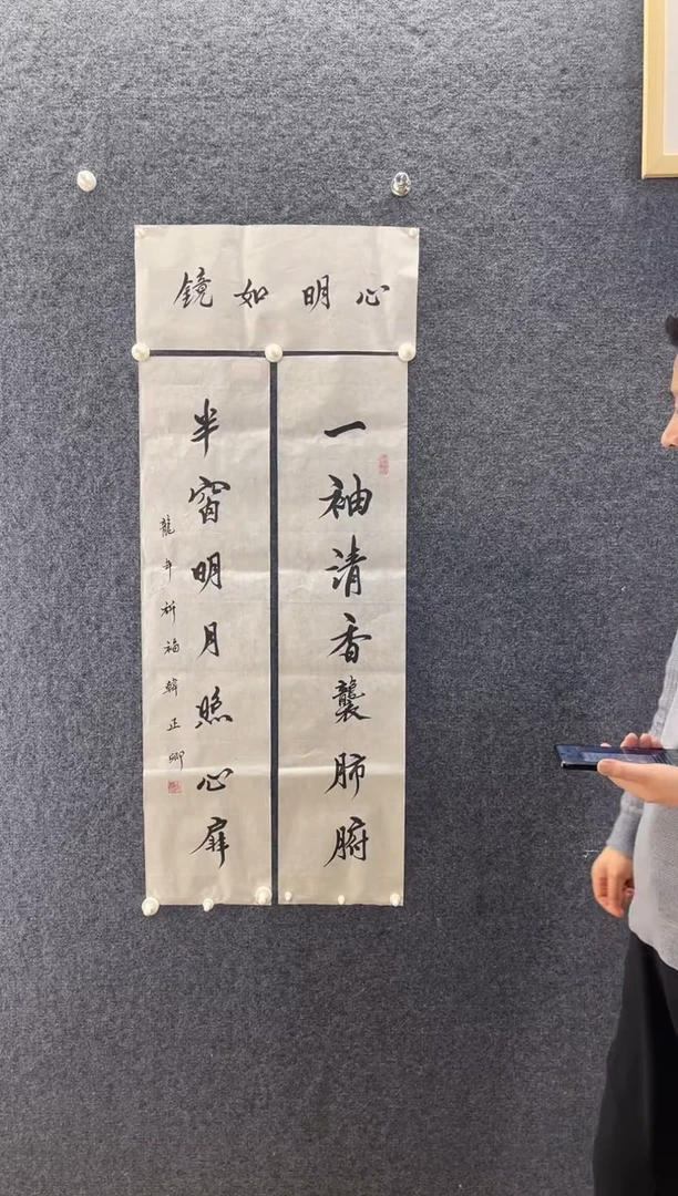 书法8509韩正Q心明一袖半窗三尺对开