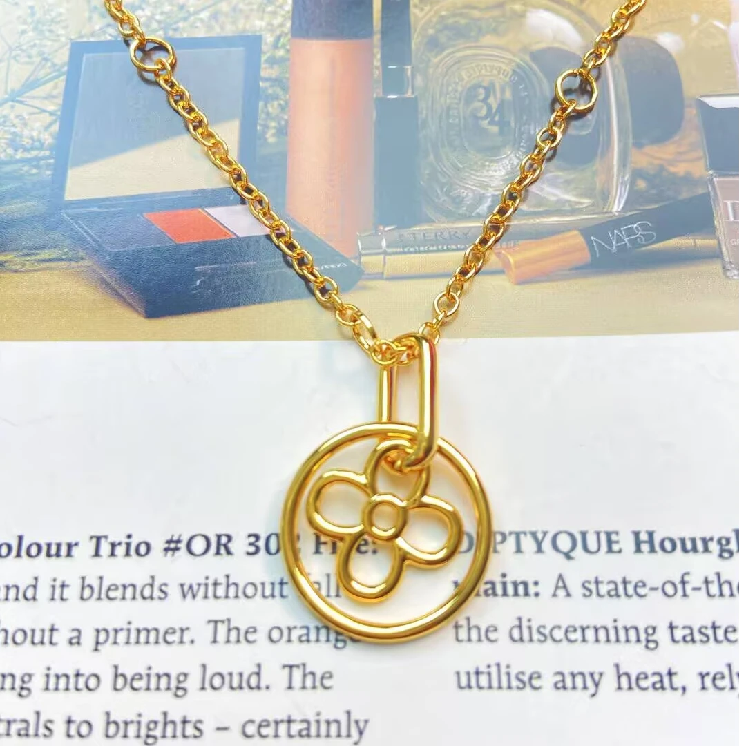 铜合金项链 《货号6293》圆圈四叶项链（链长38+5）