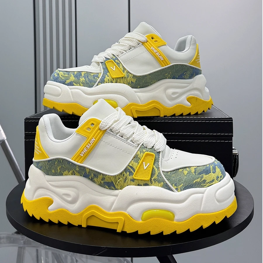 玛古芭男士潮流时尚板鞋痞帅个性高级感厚底增高鞋简约舒适小白鞋