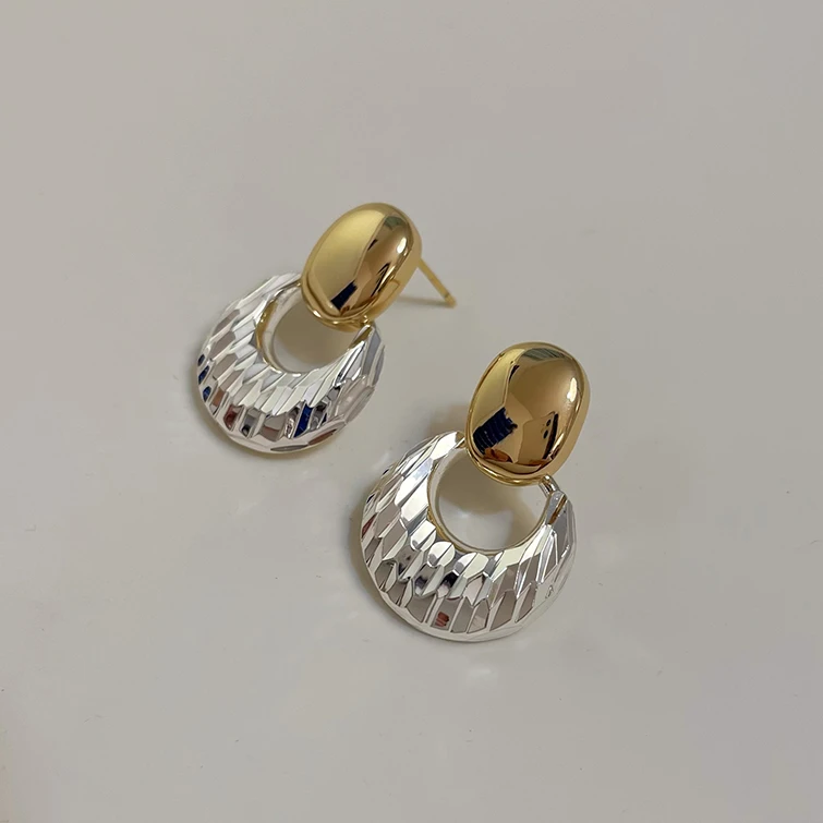 铜合金耳饰 s925银针韩系金属耳饰时尚气质高级小众设计感耳环