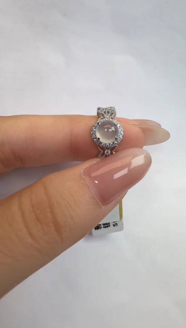 银S925镶嵌戒指翡翠925银镶A货翡翠戒指12