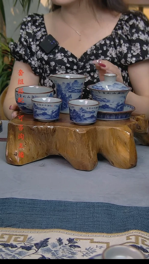 简装家用款5件套 老陶泥开片纹陶瓷茶具