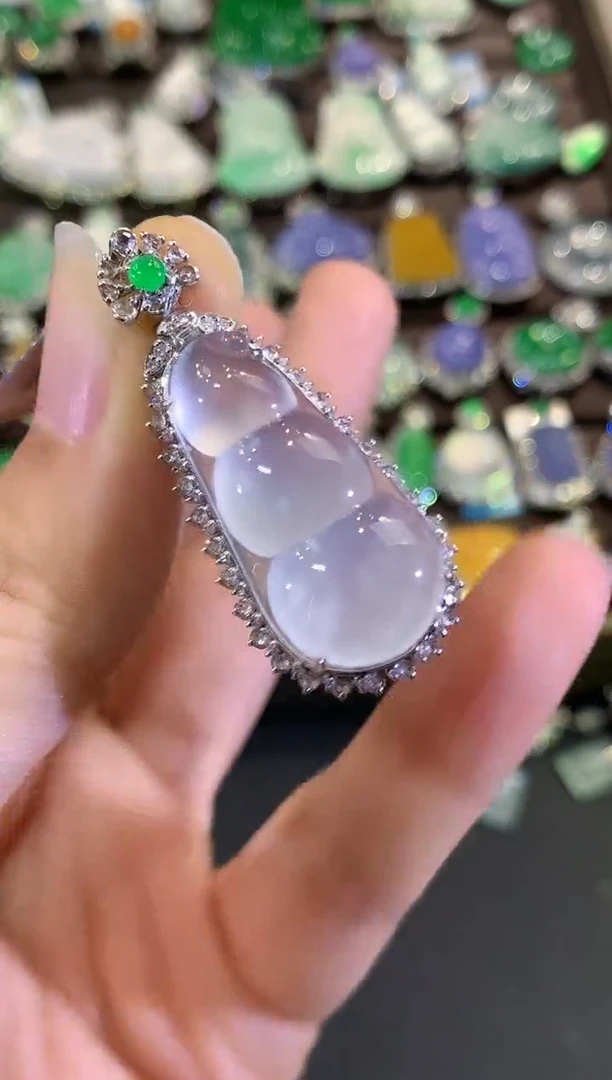 吊坠(不含链)18K金镶嵌翡翠C116