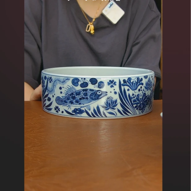 柴窑鱼藻大水洗 景德镇手工手绘茶具