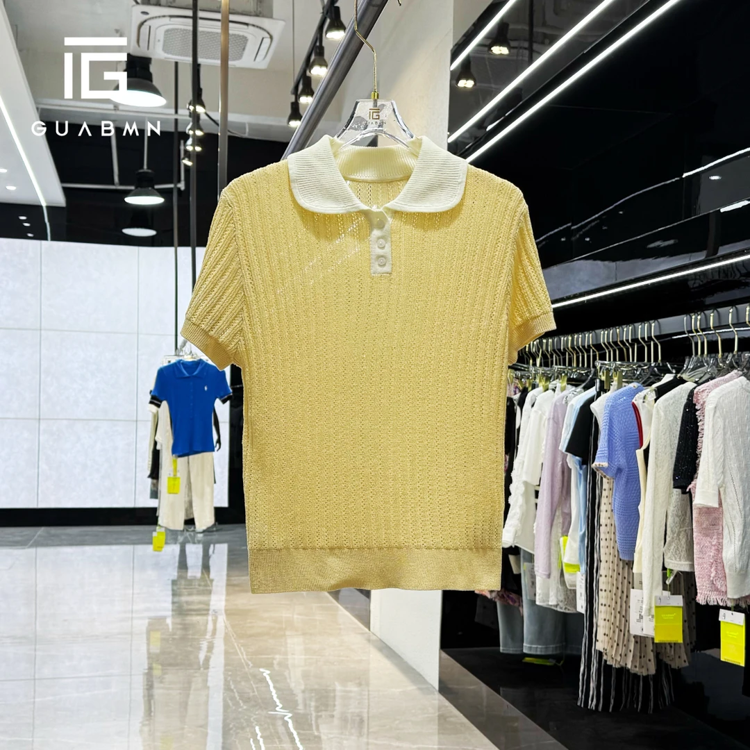 GUABMN2025夏季新品短袖polo翻领显瘦上衣T恤针织衫夏日穿搭5197