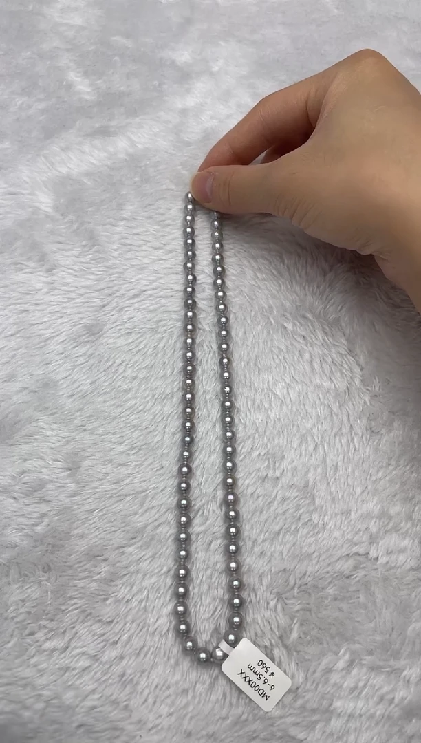 项链银S925镶嵌海水珍珠AK真多麻6-6.5mm