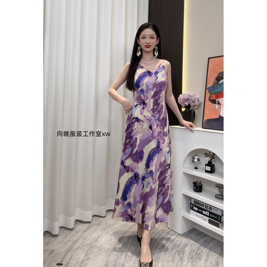 【多色鱼尾】新款冰丝缎面优雅气质显瘦长款可调节吊带连衣裙鱼尾裙