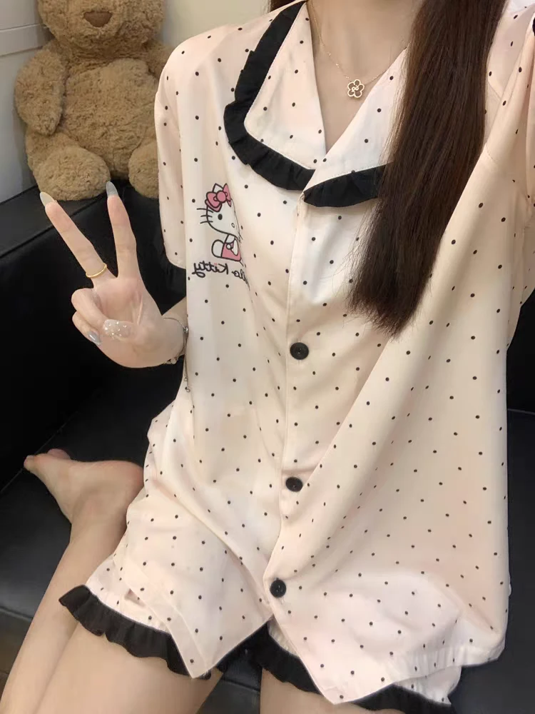 【花边Kitty】卡通冰丝睡衣2025新款夏季时尚爆款可爱休闲可外穿