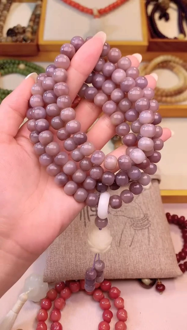 手串白玉菩提烟紫108