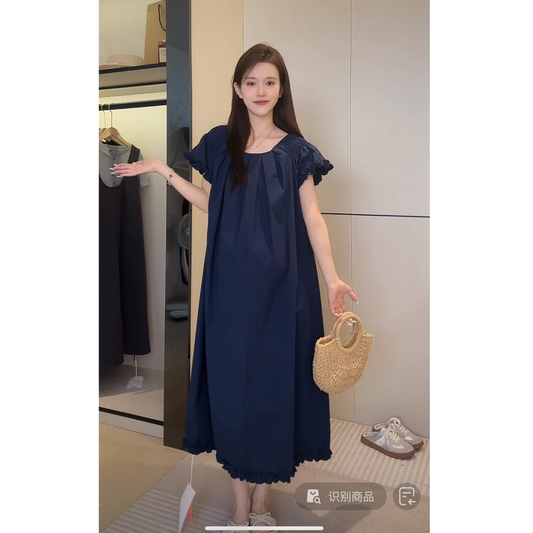 YNVO时尚~网红同款气质小飞袖孕妇装大码连衣裙大码女装