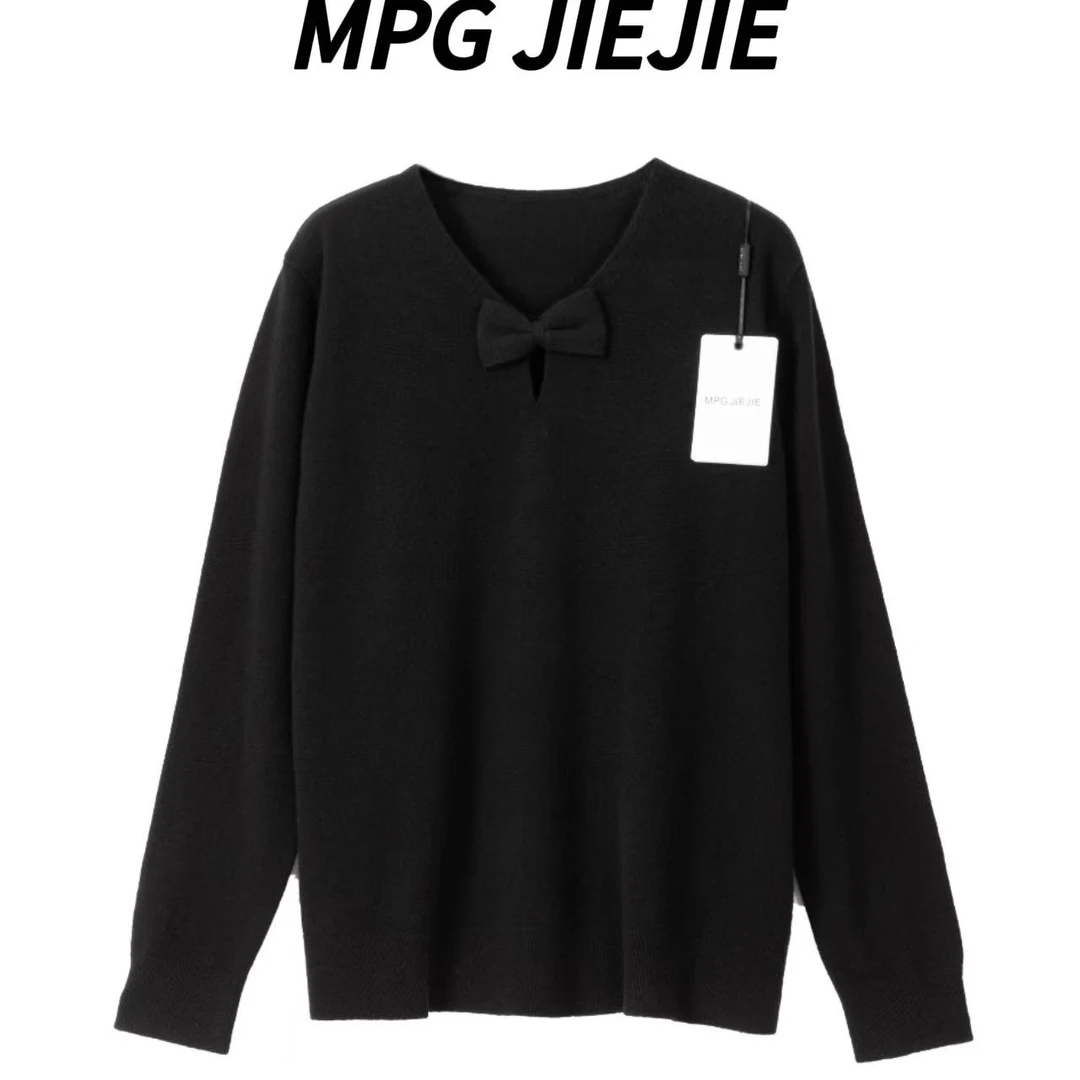 MPG JIEJIE【小味道】25早秋绵羊毛领口蝴蝶结毛衣
