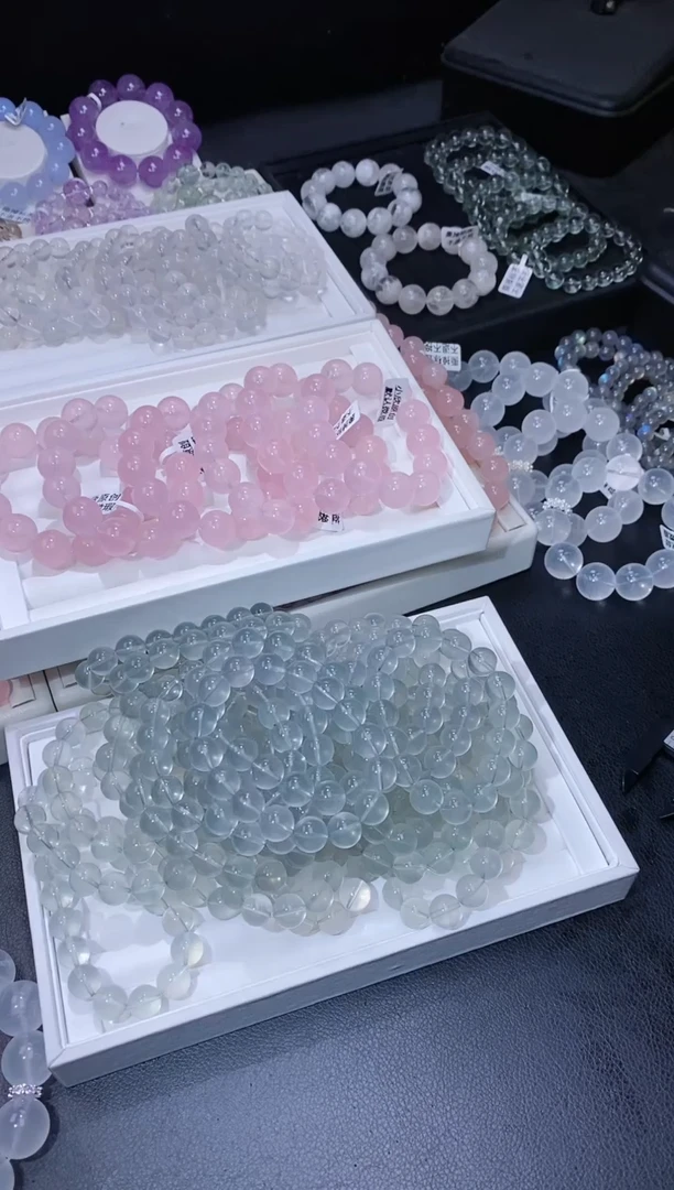 手链未镶嵌萤石328.3烟青萤石手串 多样性发其一