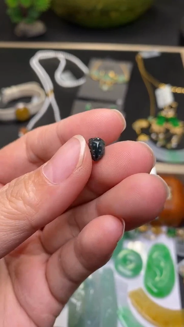 颈饰银S925镶嵌翡翠五**冰净货34106