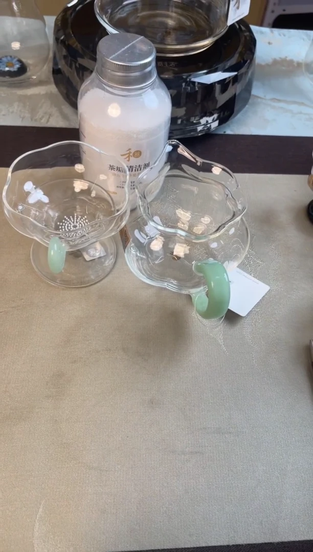 【闪购商品】纳福茶海+予乐茶漏 浅玉+茶垢清洁剂1瓶