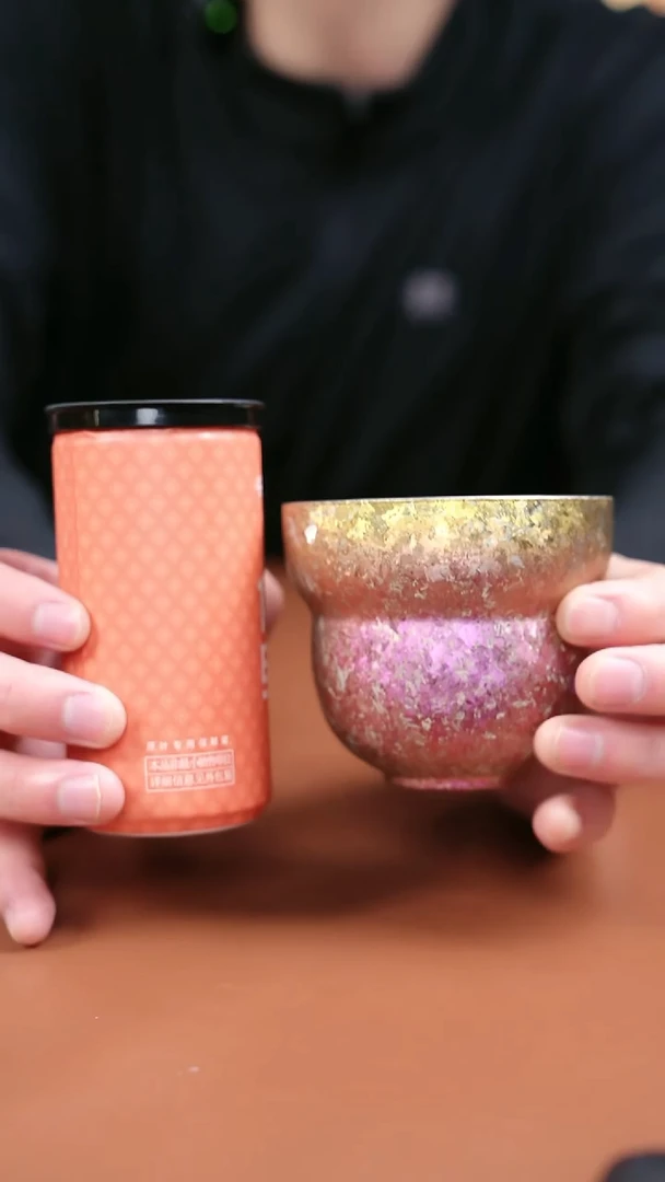 纯钛大冰花葫芦杯 金粉色+咕咕一罐