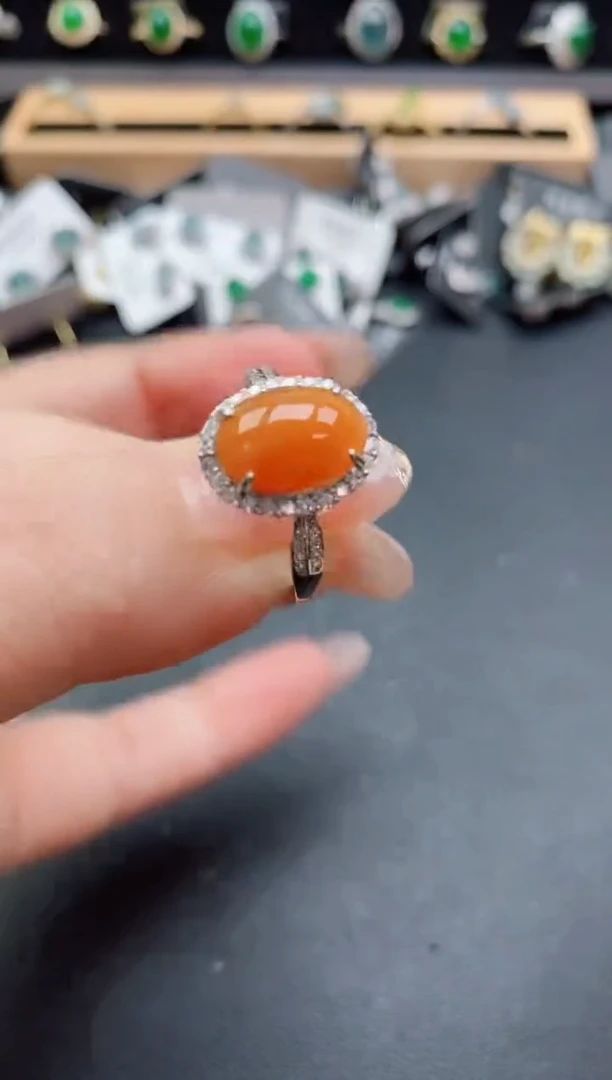 银S925镶嵌戒指翡翠1