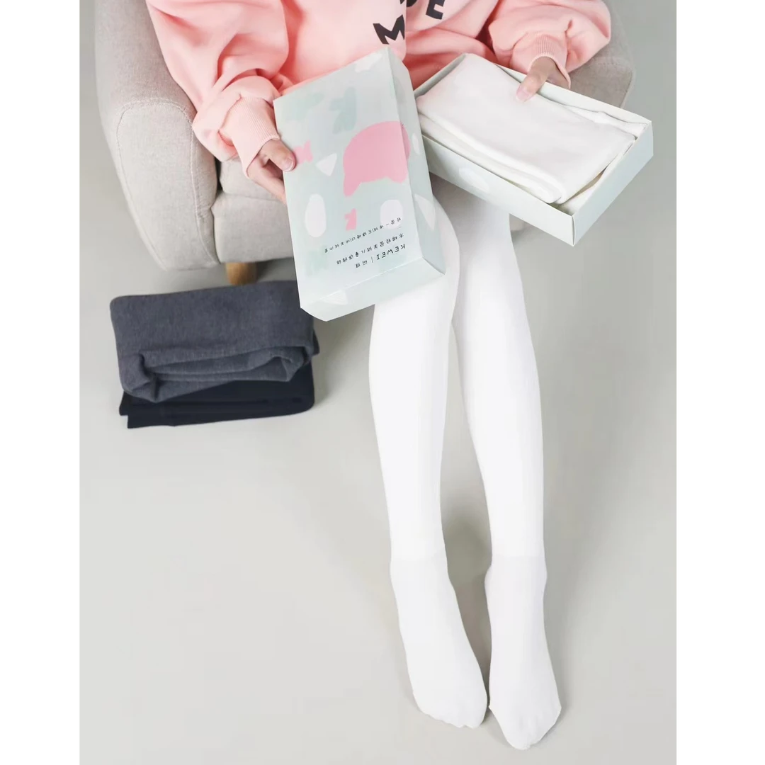 【彩彩家】8805#儿童300克木棉白色连体打底裤袜