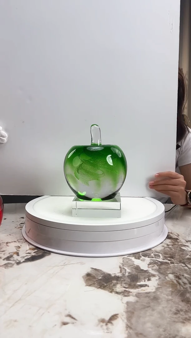 茶盏琉璃水晶苹果+底座