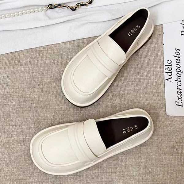 复古英伦风小皮鞋女一脚蹬单鞋2024秋季新款百搭平底乐福鞋9B7778