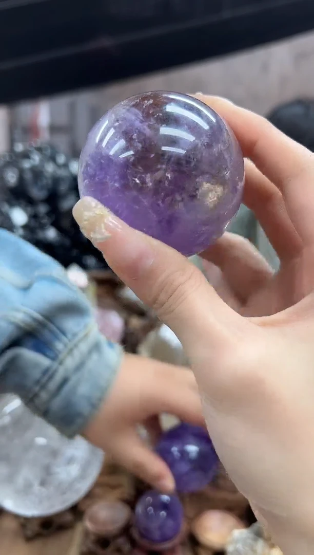 未镶嵌大型摆件（非配饰）水晶108紫黄球