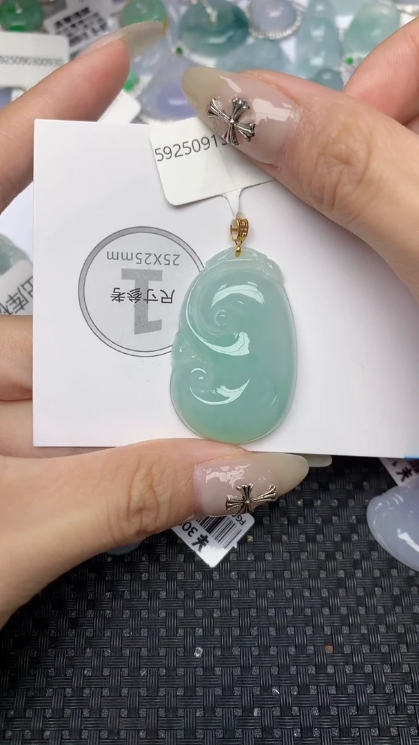 颈饰18K金镶嵌翡翠天然缅甸翡翠a货百元以上9元证书费自理