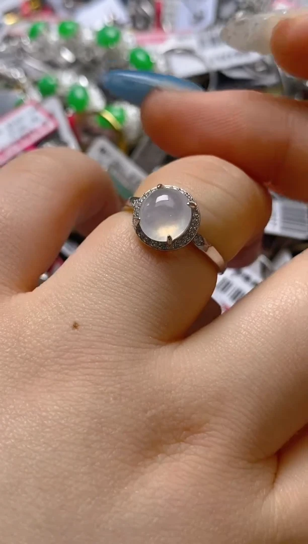 银S925镶嵌戒指翡翠百内无证书