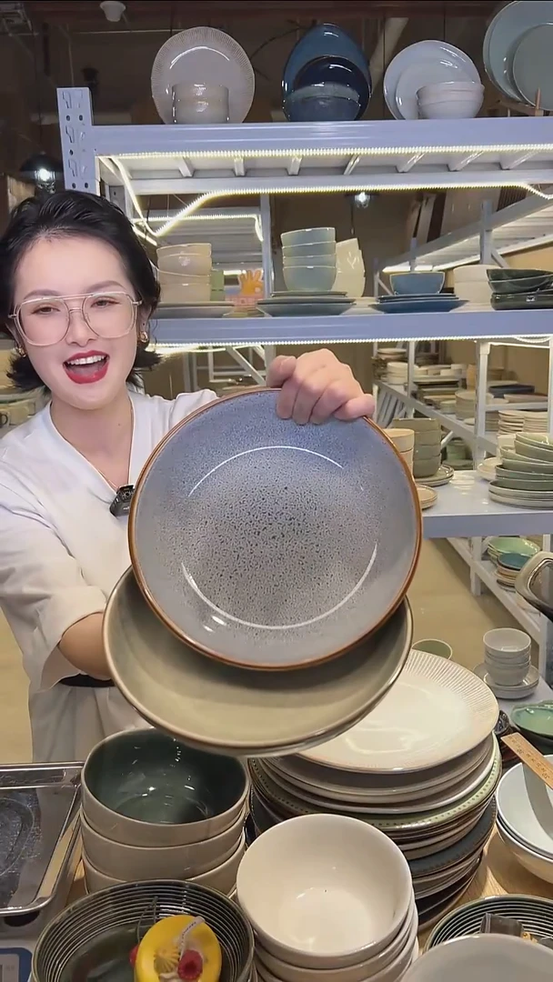 瓷215外贸尾货高温釉下彩陶瓷餐具默认微瑕