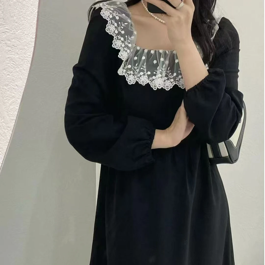 春季新款休闲时尚百搭u领连衣裙H4883