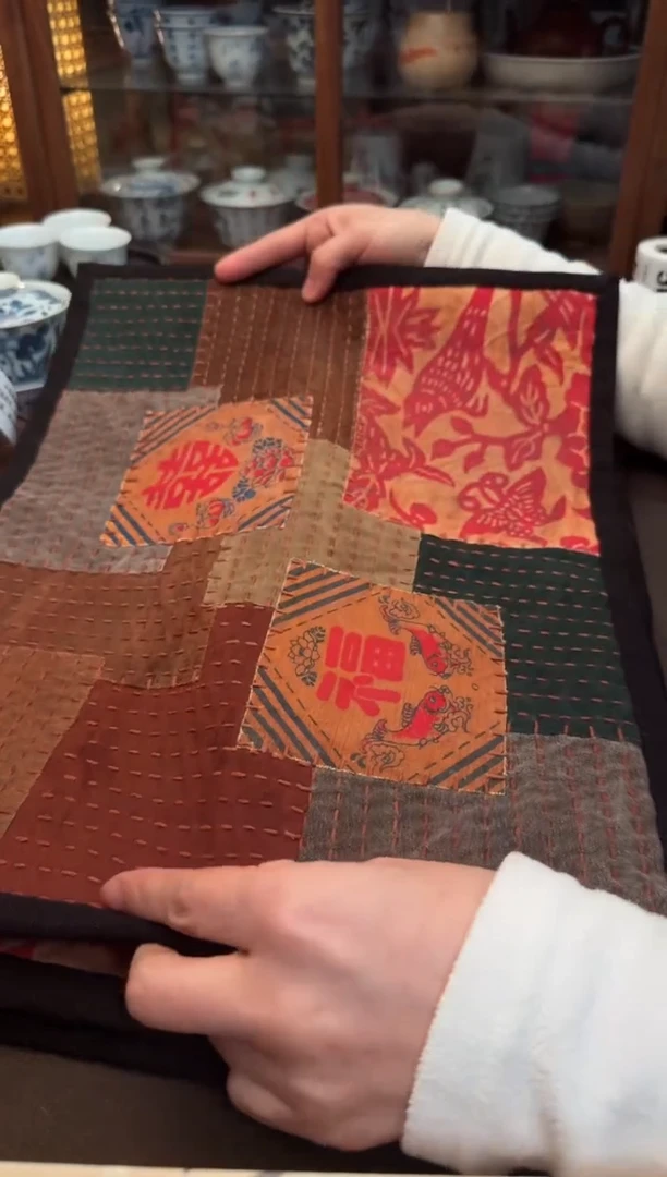 【闪购商品】织绣Cici手作刺子绣植物染柿染茶席-500