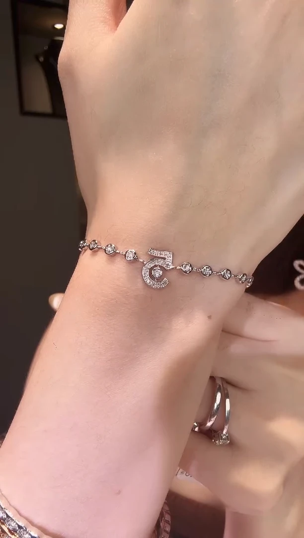 铂Pt950镶嵌手链钻石5号手链