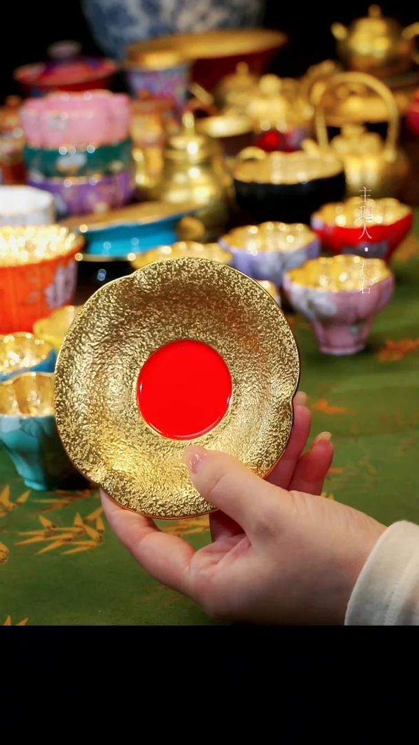 【宜景窑中国红鎏金系列】杯垫