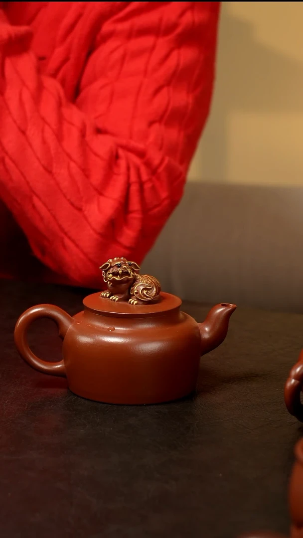 紫砂茶盘福**照朱泥大红袍紫砂壶