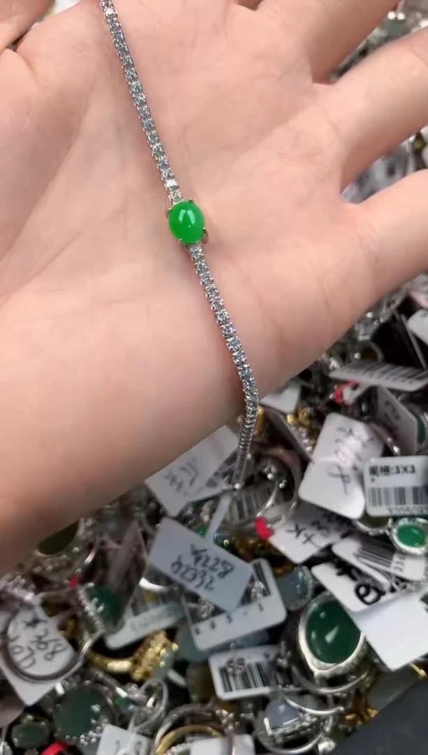 银S925镶嵌戒指翡翠777   1