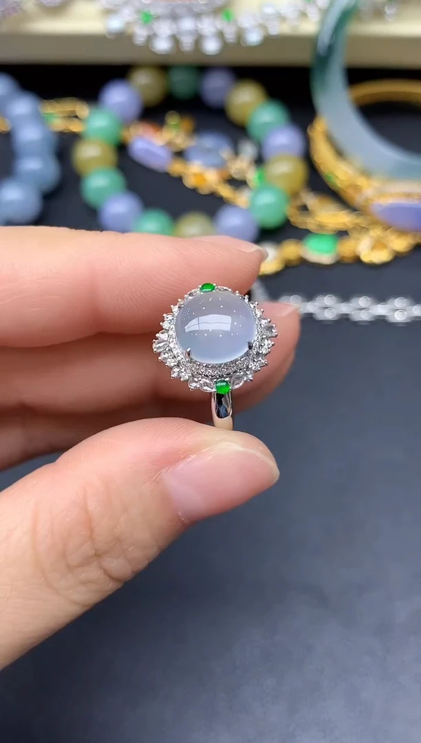 18K金镶嵌戒指翡翠404-雪姐翡翠天天见