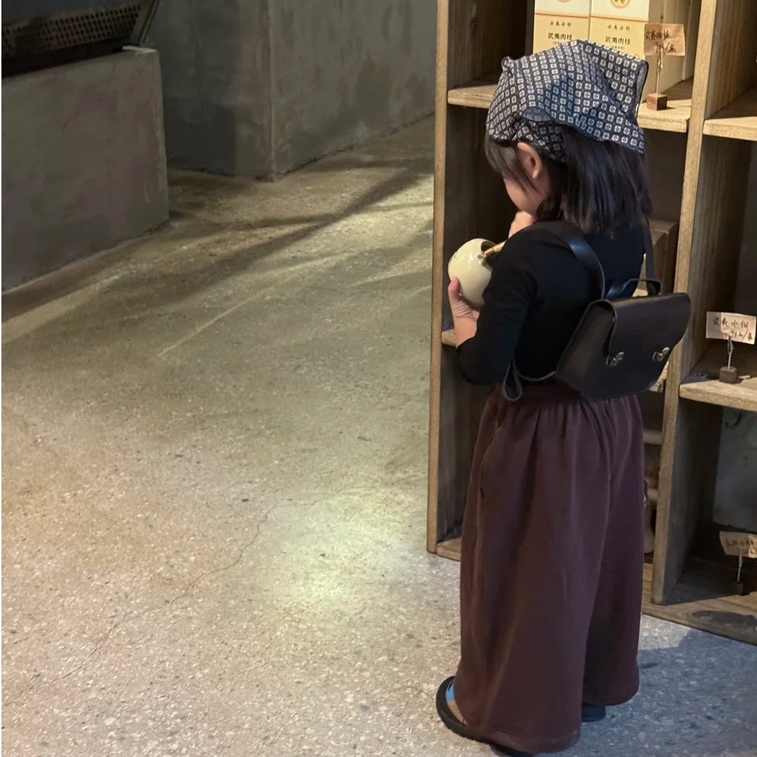 壹妈韩系童装女童休闲套装秋季新款洋气儿童黑色长袖上衣阔腿裤子