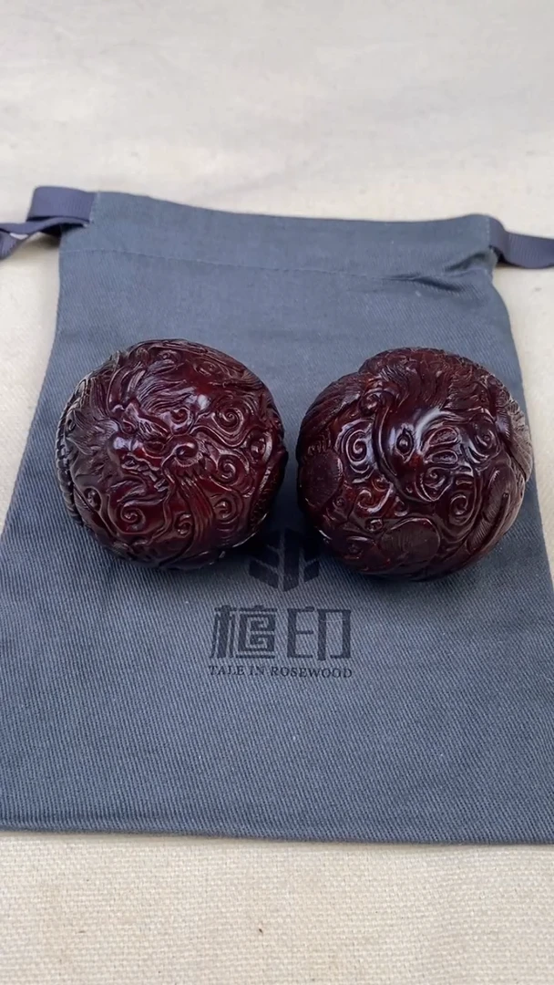 【闪购商品】檀香紫檀（小叶紫檀）把件印度小叶紫檀  龙凤手球