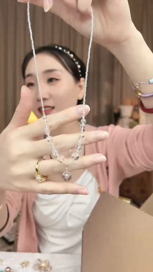 颈饰未镶嵌紫晶白水晶项链