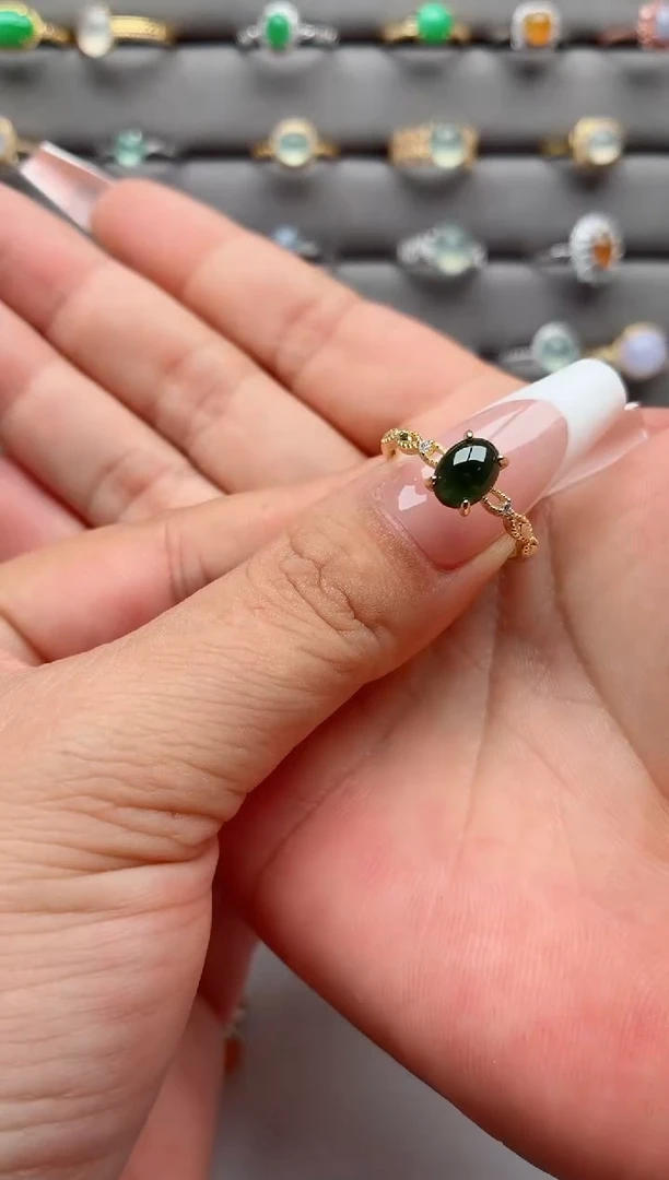 银S925镶嵌戒指翡翠.