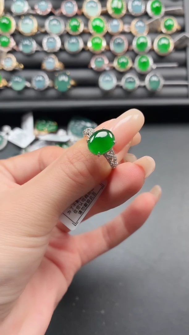 银S925镶嵌戒指翡翠1